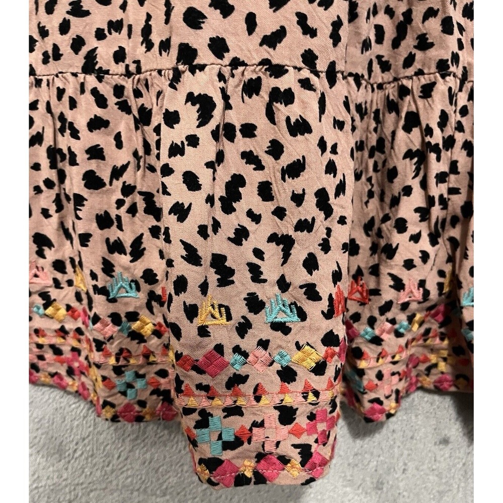 Savanna Jane Leopard Print Embroidered V-Neck Tunic Mini Dress Plus Size 2X - Picture 3 of 10